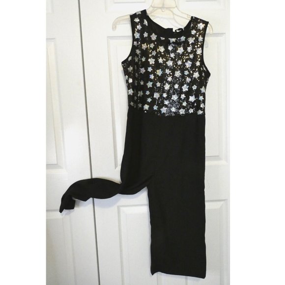 Black Romper Silver Stars M&S Kids Sparkling Unique Quality NWT Youth Size 14-15 - Picture 1 of 6